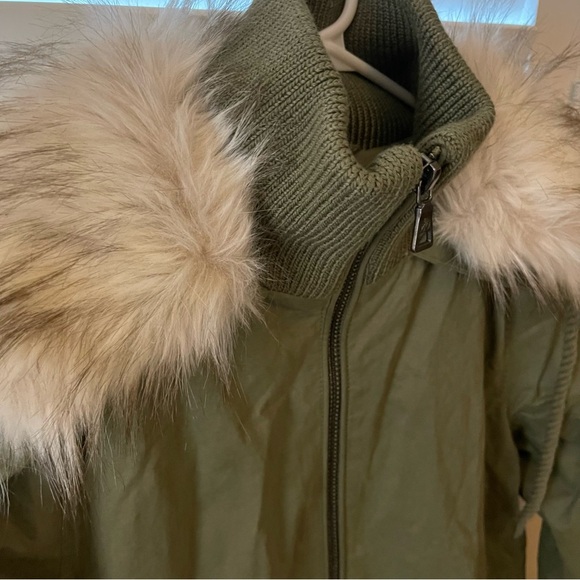Sam Edelman Green Utility Jacket with Fur-Trimmed Hood - Picture 4 of 11